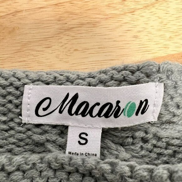 Macaron Womens Gray Knitted Long Sleeve Boat Neck Pullover Sweater Size Small - Picture 6 of 7